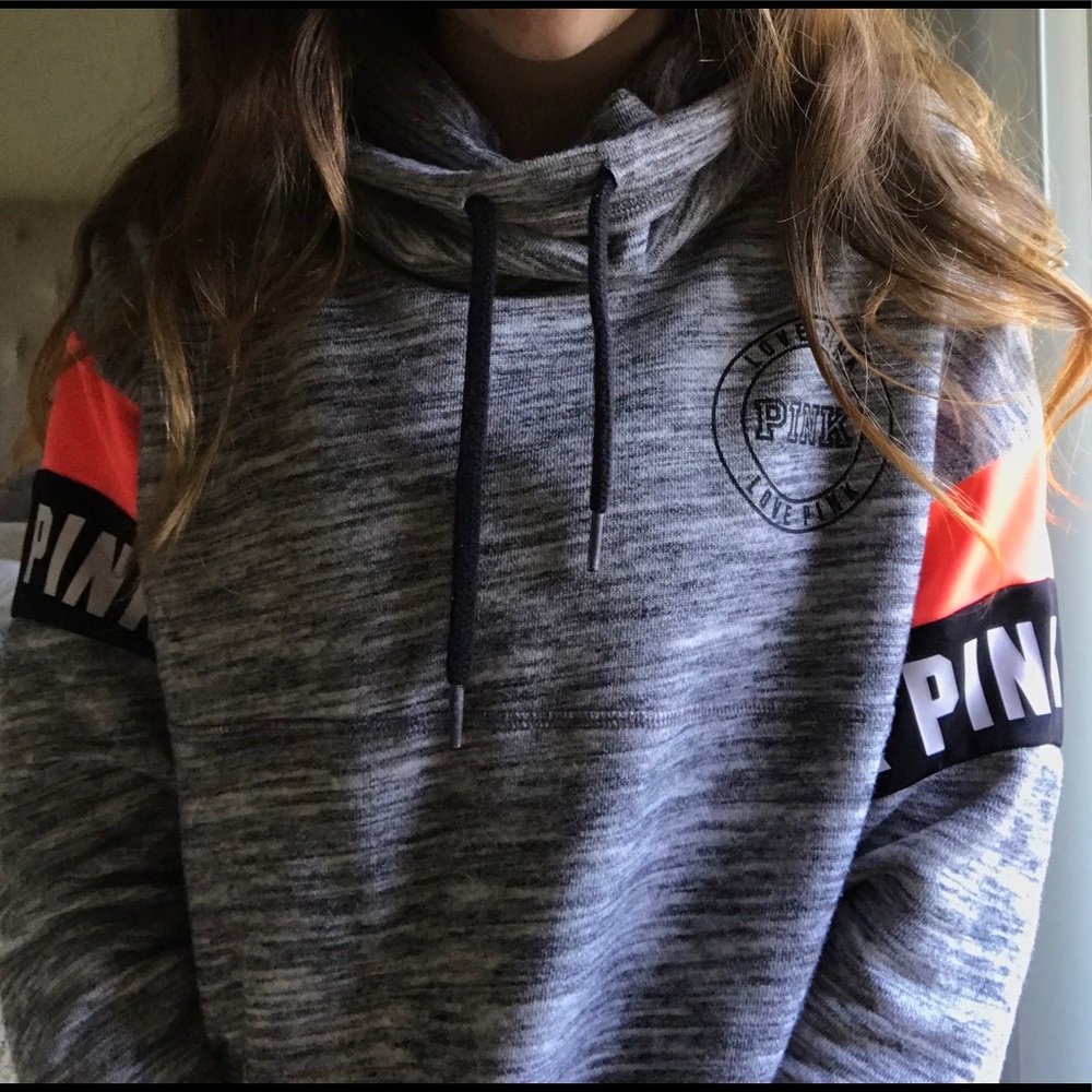 PINK Nation cowl neck drawstring hoodie